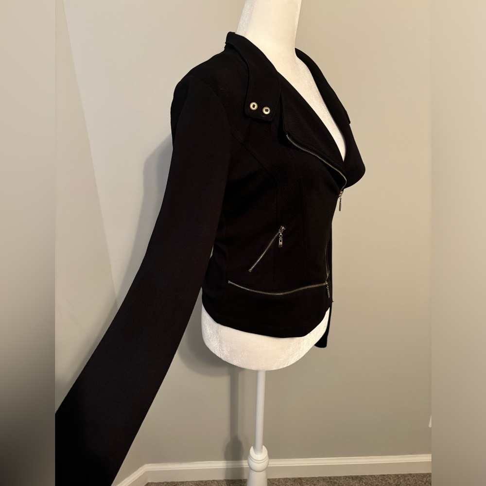 PRIVY Gold Accent Black Asymmetrical Moto Jacket - Picture 3 of 8